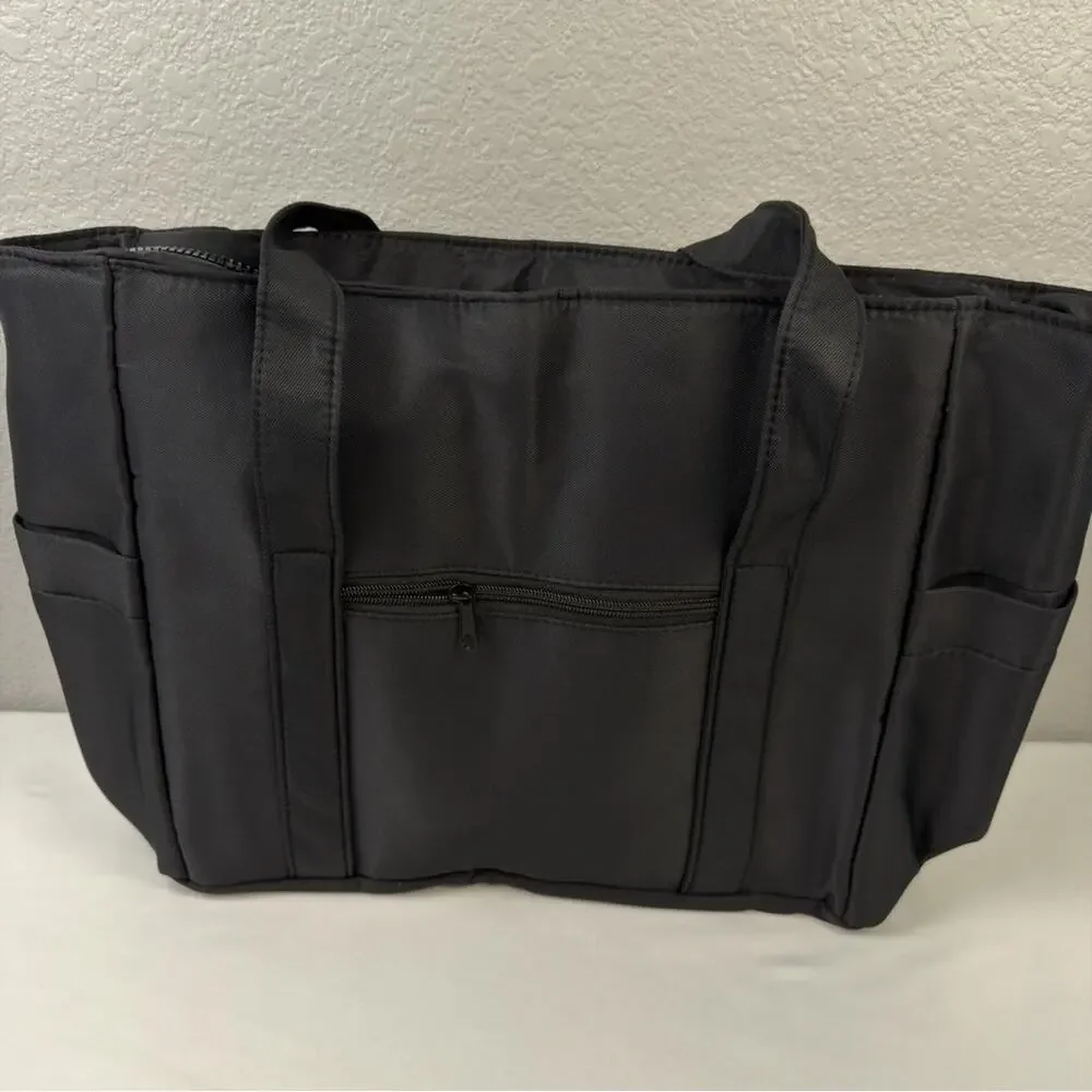 NWOT Black Tote Bag with top zipper travel bag
